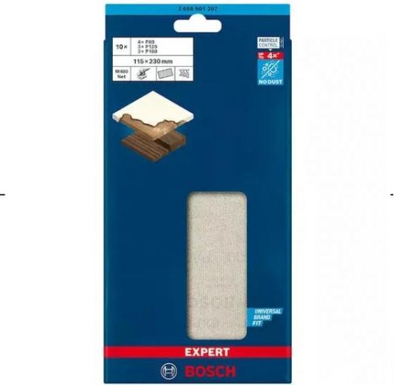 Image du produit Bosch Professional Zubehör EXPERT M480 Jeu de filets abrasifs, 115 x 230 mm, 10 pièces (80, 120, 180)