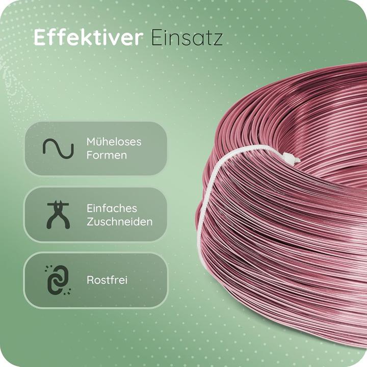 Image du produit Novaliv 60 Meter Aluminiumdraht 2mm Rosa, Basteldraht ideal als Biegedraht zum basteln, Vielseitig f (60 m)