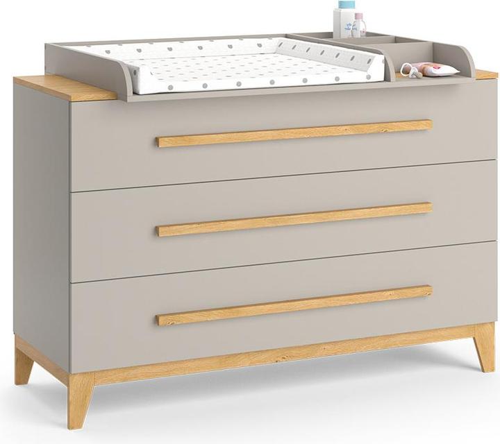 Actual product image VitaliSpa Changing dresser Malia, Cashmere oak, 133 x 98 cm XL with 3 drawers