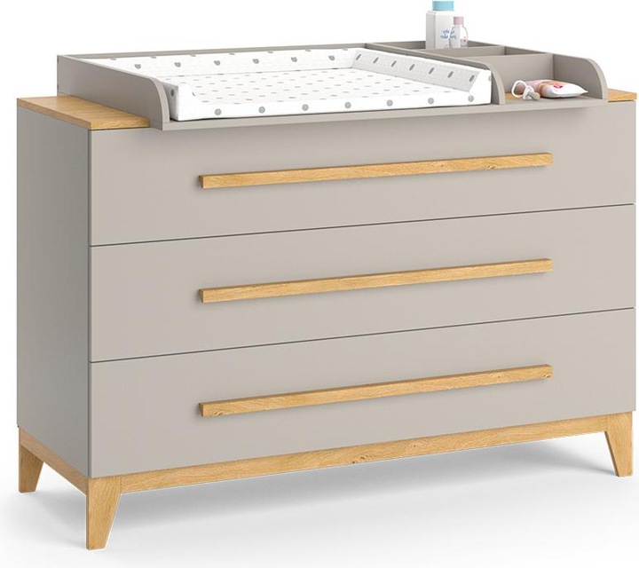 Image du produit VitaliSpa Wickelkommode Malia, Cashmere-Eiche, 133 x 98 cm XL mit 3 Schubladen