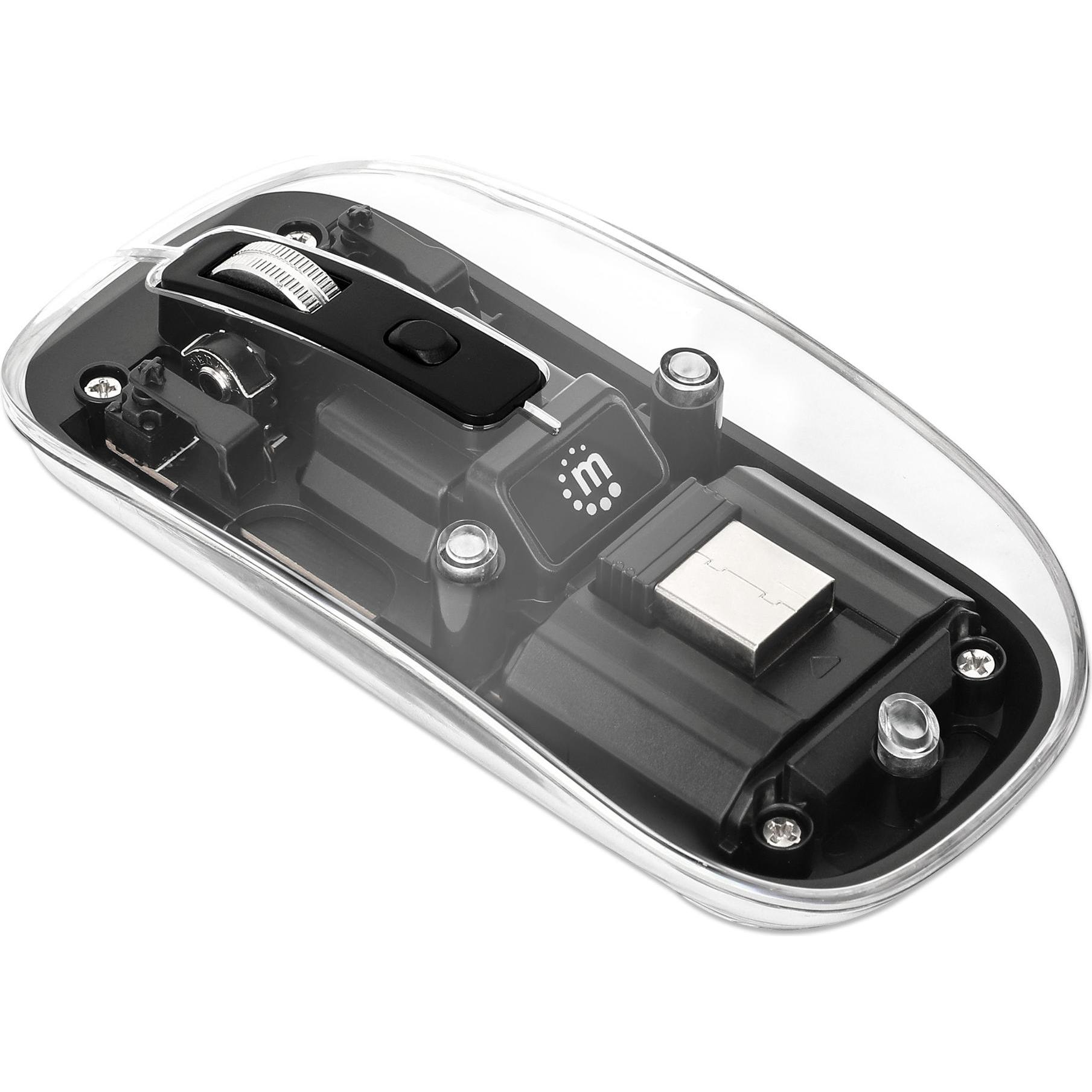 Thumbnail - Manhattan MH Transparent 4D mouse, Black (Kabellos), Maus, Schwarz, Transparent