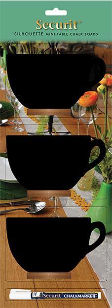 Image du produit Securit Tischkreidetafel Silh. 3x MiniTasse (Tableau noir, 9 x 13,5 x 2 cm)