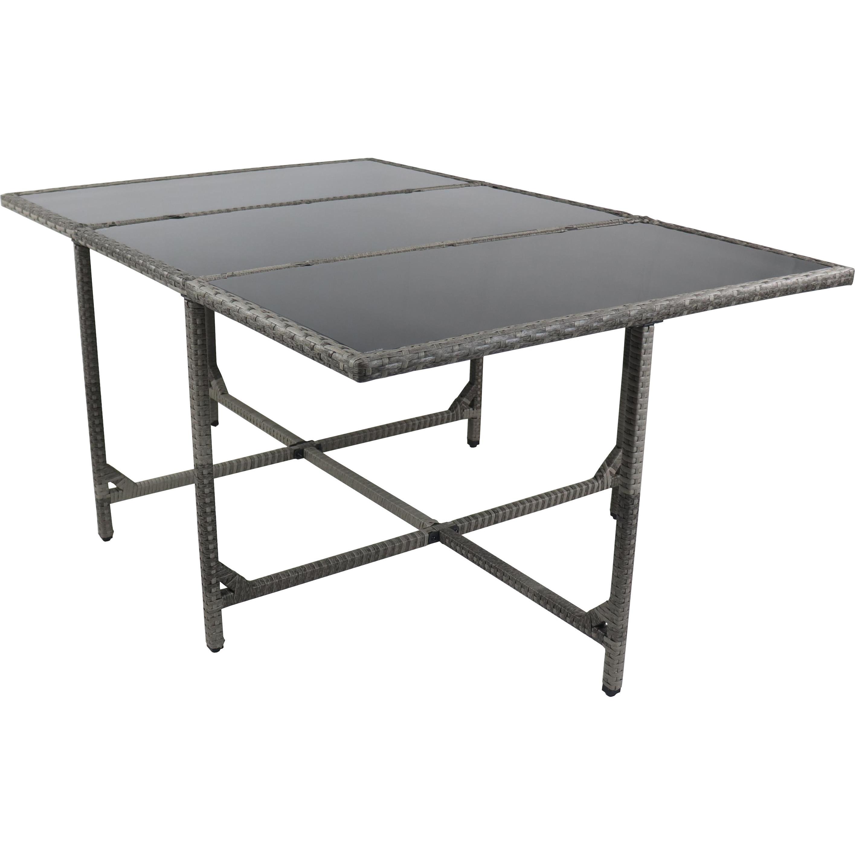 VCM, Gartentisch + Balkontisch, 7-tlg Sitzgruppe Gartenmöbel Set Rattan (170 cm)