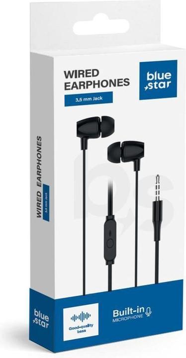 Actual product image BlueStar Wired headphones Blue Star BLUE STAR wire earphones Jack 3,5 mm with microphone PA-E67 1,2 m black (Cable)