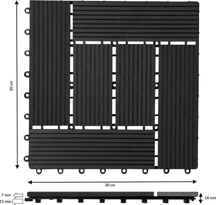 Produktbild Casaria WPC Fliesen (44 x, 30 x 30 x 2 cm)
