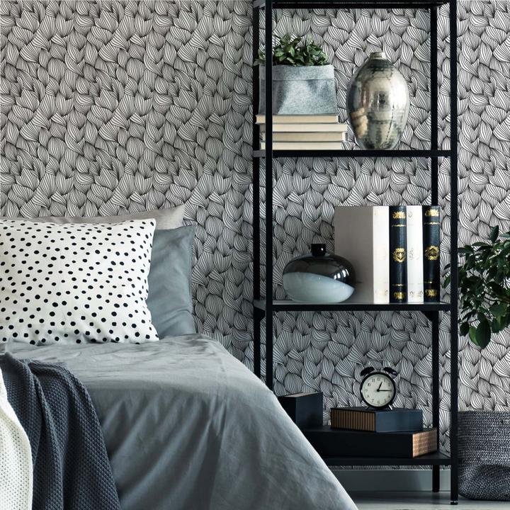 Actual product image Trenddeko Graphic waves - black and white (528 x 48 cm)