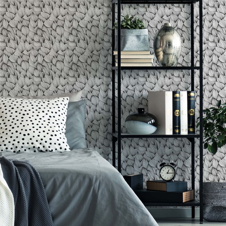 Produktbild Trenddeko Grafische Wellen - schwarzweiss (528 x 48 cm)