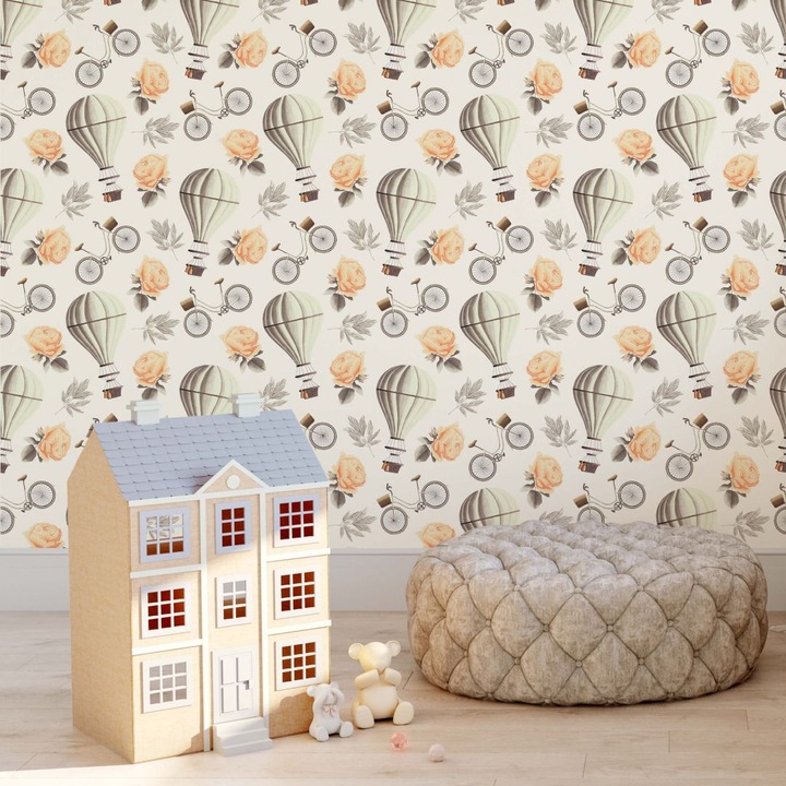 Image du produit Trenddeko Ballon à air chaud vintage - blanc (1008 x 48 cm)