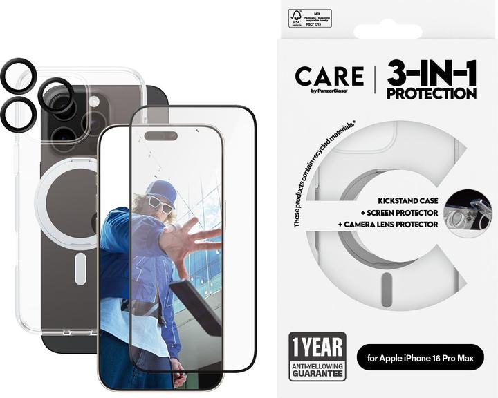 Actual product image PanzerGlass CARE Feature 3-in-1 Ceramic Bundle iPhone '24 6.9" Pro (1 pcs., Apple iPhone 16 Pro Max)