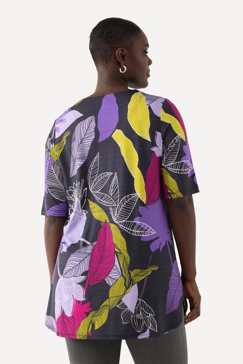 Produktbild Ulla Popken Slinkyshirt, Blüten, A-Linie, Rundhals, Halbarm (42, 44)