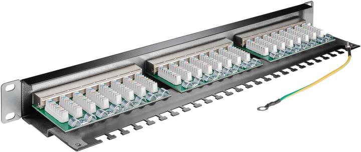 Actual product image Goobay CAT 6 48.30cm (19") Patch Panel, 24 Port, Black (STP, CAT6, 0.40 m)