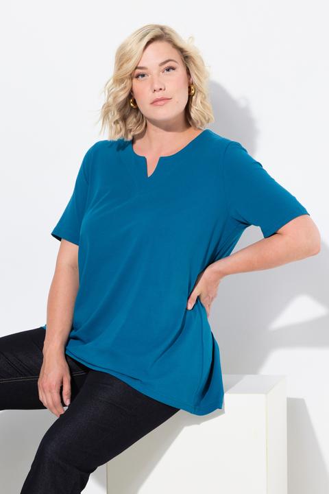Immagine prodotto Ulla Popken T-shirt dal taglio svasato con scollo a tunica e mezze maniche (42, 44)