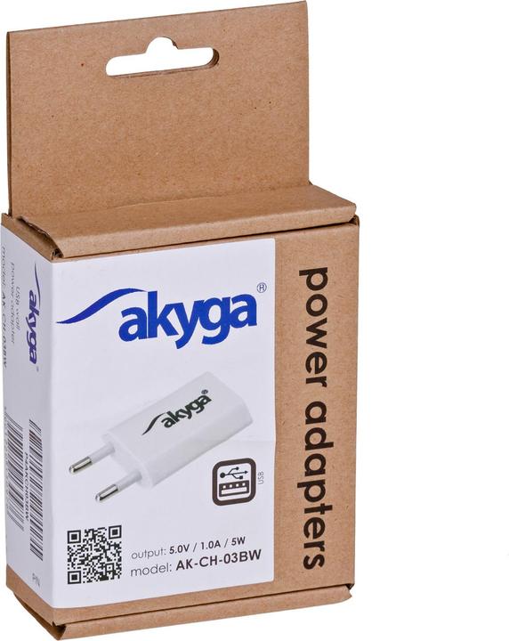 Image du produit Akyga Vous n'avez pas à vous en soucier. USB AK-CH-03 1A wh (5 W, 1 portion)