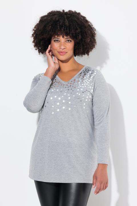 Produktbild Angel of Style T-Shirt, A-Linie, silberner Sternendruck, Langarm (46)