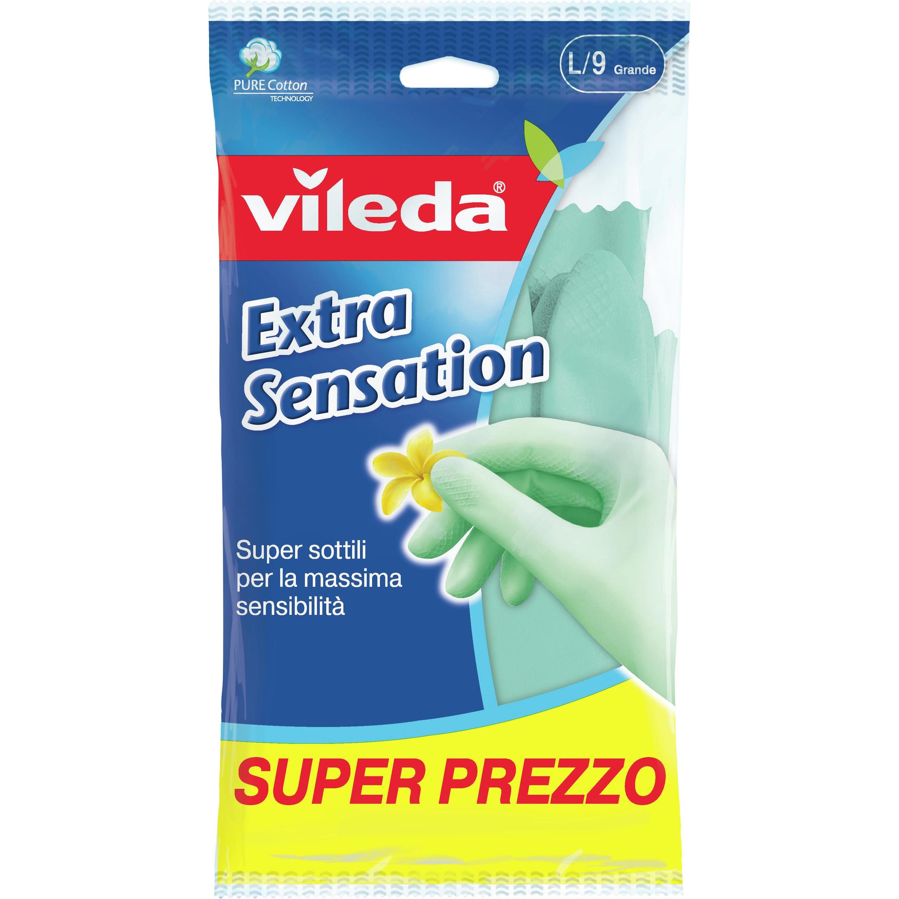Vileda, Schutzhandschuhe, Extra Sensation Haushaltshandschuhe Baumwolle, Latex (e) (L)