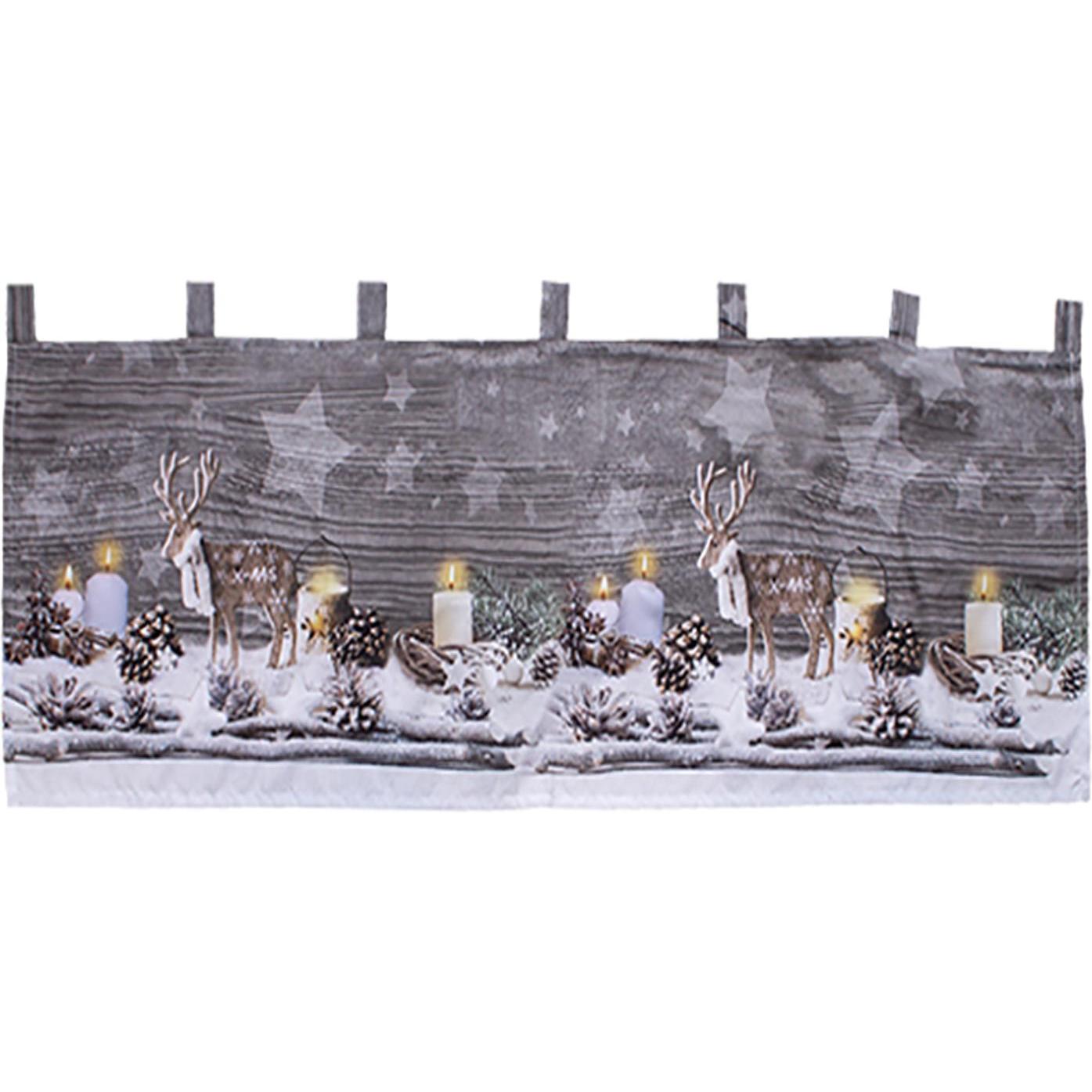 Mojawo, Weihnachtsbeleuchtung, X-Mas Gardine Scheibengardine beleuchtet Fenstergardine LED 45x120cm