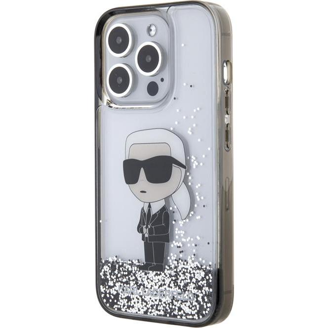 Thumbnail - Karl Lagerfeld KLHCP15LLKKNSK iPhone 15 Pro 6.1" transparent hardcase Liquid Glitter Ikonik (Apple iPhone 15 Pro), Smart...