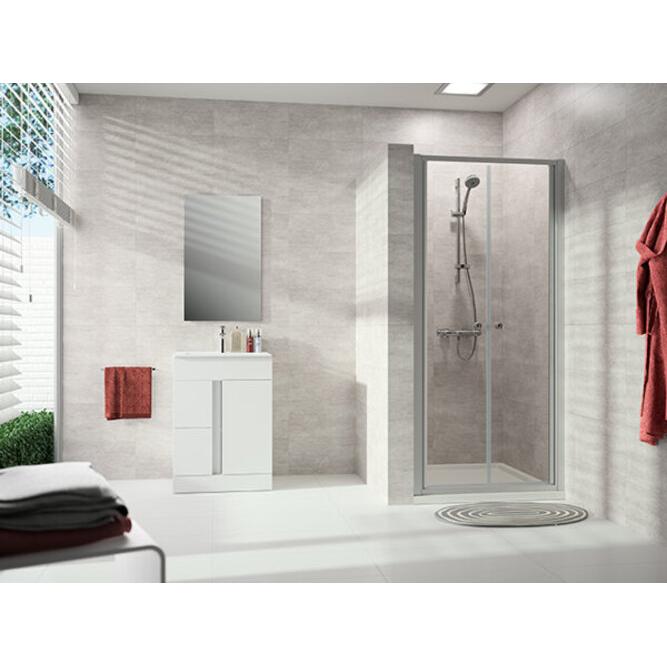 Hüppe, Duschkabine + Duschwand, Alpha 2 Pendeltür, 750x1900mm, teilgerahmt (204 cm, 94 cm, 10 cm)