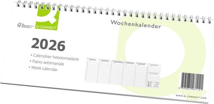 Q-Connect Calendrier hebdomadaire (28,5 x 12 cm, Couverture rigide)