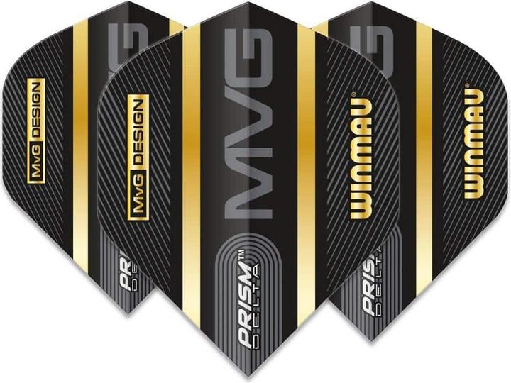 Actual product image Winmau Prism Delta Flights - MvG Black and Gold Stripes