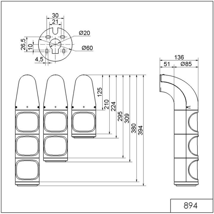 Actual product image Werma Traffic Light, LED, Red/Ylw/Grn 115-230V
