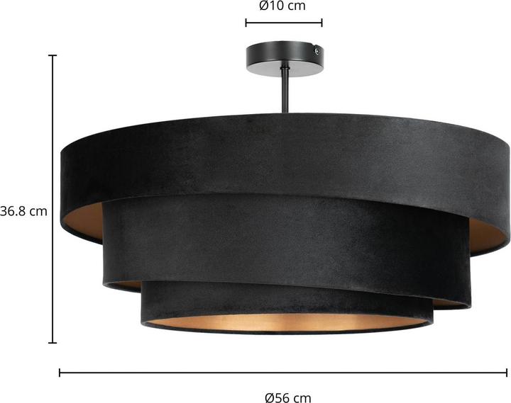 Produktbild Lindby Jusari Deckenlampe aus Textil, schwarz (E27)