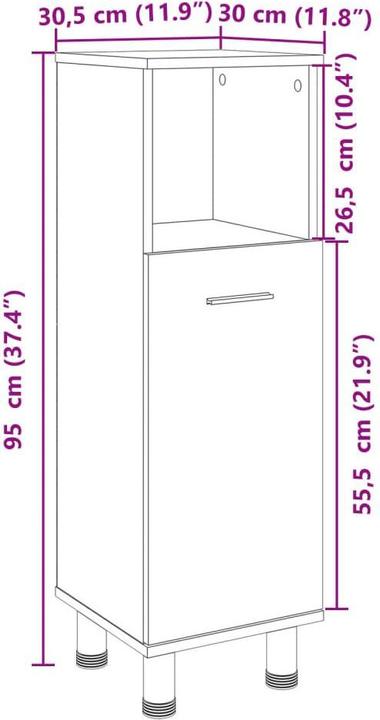 Produktbild vidaXL Badschrank (30.50 x 30 x 95 cm)