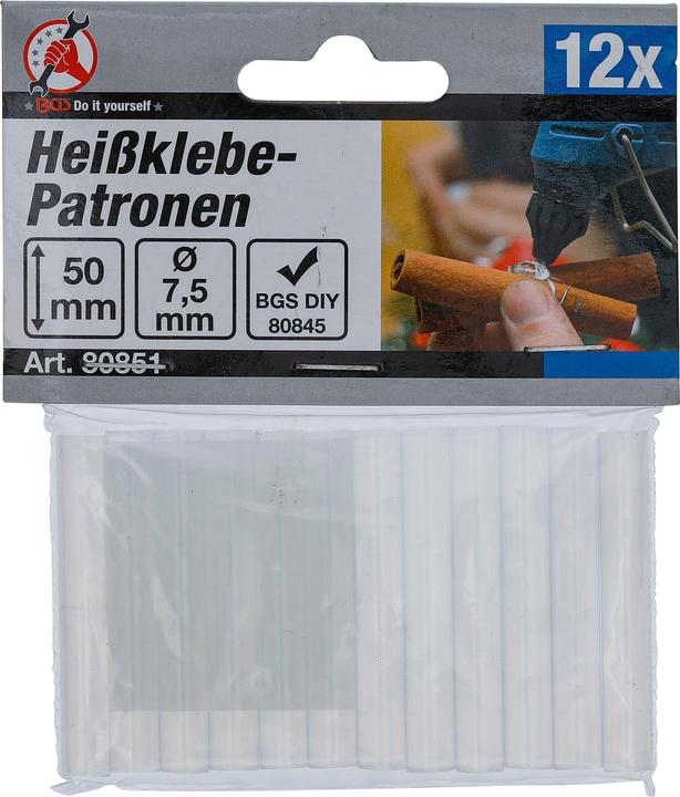 Produktbild BGS Heissklebe-Patronen transparent Ø 7,5 mm, 50 mm 12-tlg.