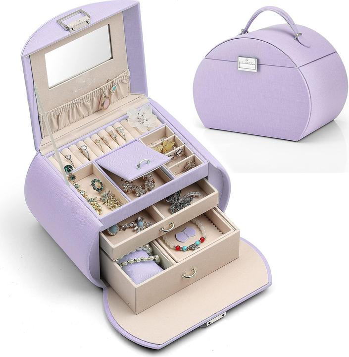 Produktbild Only-Bags.Store Schmuckkästchen, Schmuckaufbewahrung, Schmuckkästchen mit Spiegel, Schmuckkästchen mit Schubladen