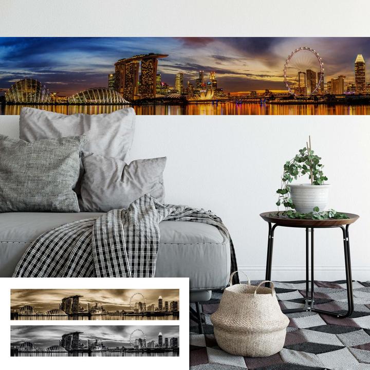 Actual product image Trenddeko Xie - Lights in Singapore - Panorama (48 x 260 cm)