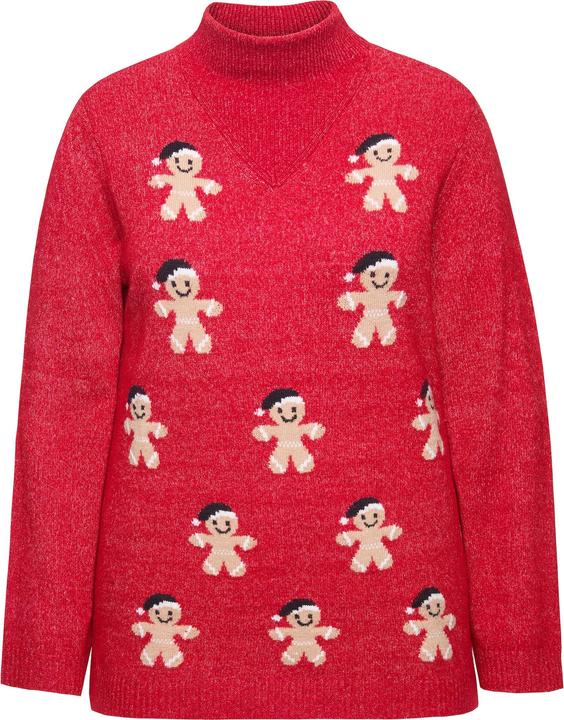 Immagine prodotto Ulla Popken Maglione con omino di pan di zenzero, collo alto e maniche lunghe (54)