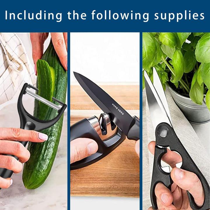 Actual product image Intirilife 17-piece set kitchen knives with knife block