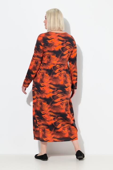 Produktbild Ulla Popken Maxikleid, A-Linie, V-Ausschnitt, Langarm, Taschen (50, 52)