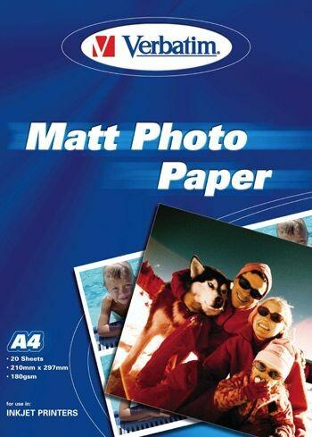 Produktbild Verbatim Fotopapier A4 Matt, 20 Stück (180 g/m², A4, 20 Stk.)