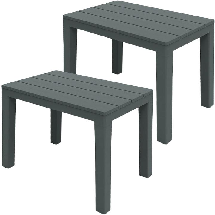 ProGarden 2er-Set Garten- und Balkon-Beistelltisch, grau, 60 x 45 x 39 cm