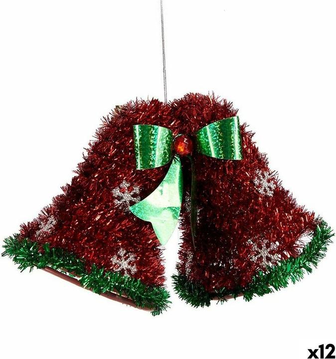 Krist+ Weihnachtsschmuck Halsband Glocken Lametta Rot grün 21 x 14 x 10 cm (12 Stück) (12-teilig)