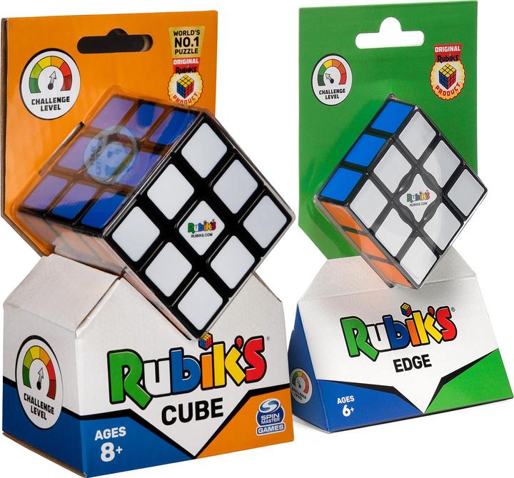 Immagine prodotto Spin Master Starter Pack Rubik's, set regalo con cubo classico 3x3 e cubo Edge 3x3x1, cubo tattile antistress, g (3 x 3)