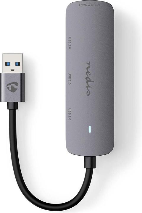 Productafbeelding Nedis USB-hub USB-A stekker - 4x USB A, 4 poort(en), USB 2.0 / USB 3.2 Gen 1, voeding via (USB-A, 4 ports)