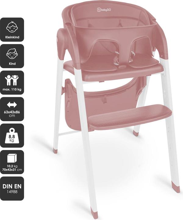 Actual product image BabyGo Levels Highchair rose/white (Highchair)
