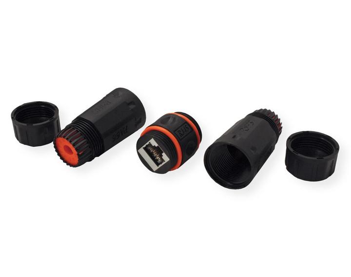 Actual product image Value RJ-45 coupler shielded, Cat.6A, outdoor/industrial, black (Network coupling)