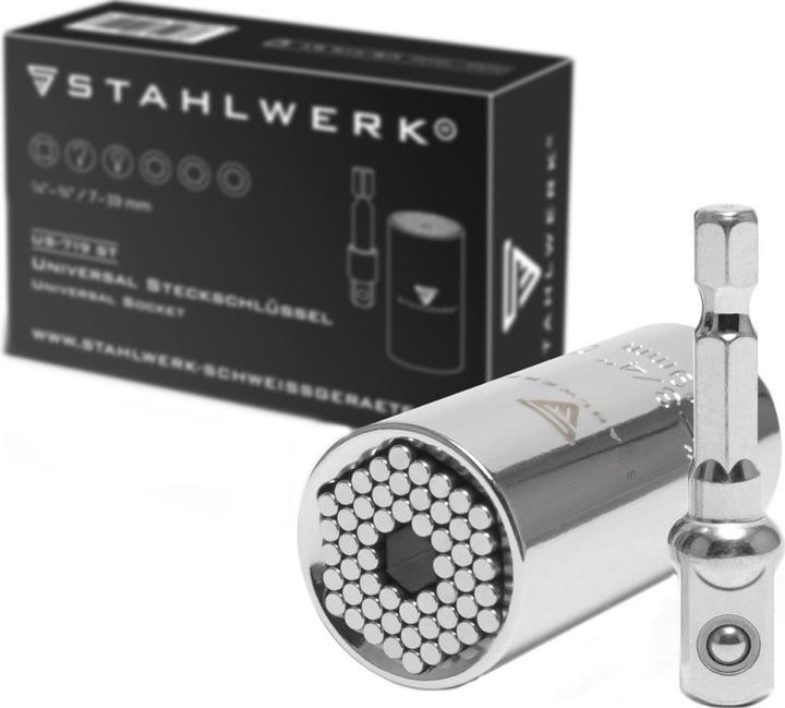 Produktbild Stahlwerk 3 x Universal-Steckschlüssel 7-19 mm Multifunktionsnuss für 3/8" (19 mm, 12 mm, 14 mm, 16 mm, 10  mm, 18 mm, 7 mm, 17 mm, 11 mm, 15 mm, 8 mm, 9 mm, 13 mm)