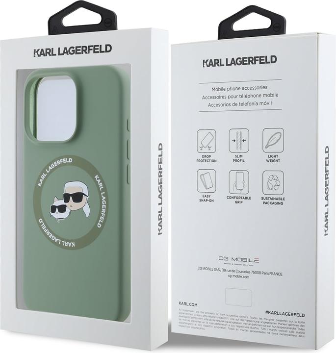 Actual product image Karl Lagerfeld iPhone 16 Pro Max Liquid Silicone K&CH Heads MagSafe Case (Apple iPhone 16 Pro Max)