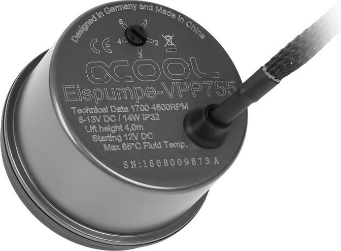 Actual product image Alphacool Rise Flat Reservoir D5 expansion tank with pump