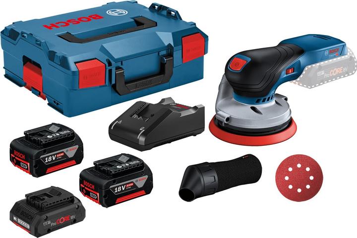 Bosch Professional Bosch Akku-Exzenterschleifer GEX 18V-125 / 1x 4,0 Ah + 1x 4,0 Ah ProCORE18V + 1x 5,0 Ah Akku + Ladeg (Exzenterschleifer)