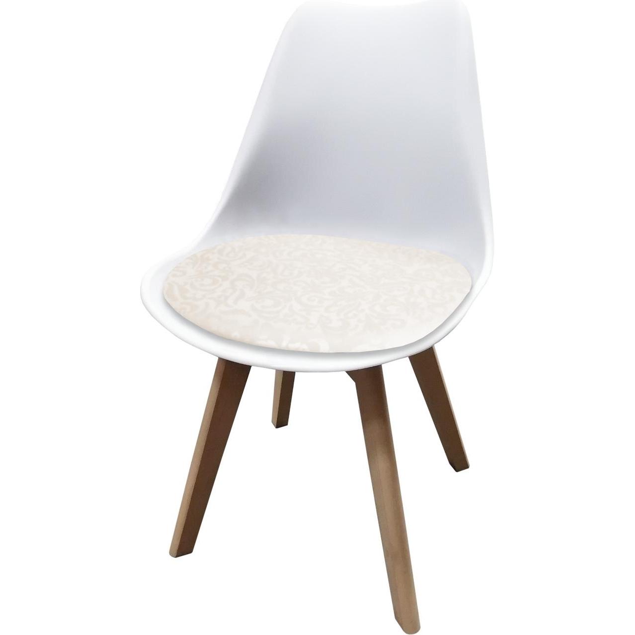 HTI-Living, Stühle, Esszimmerstuhl Weiss mit Kunstledersitz Atlanta Creme mit Ornament