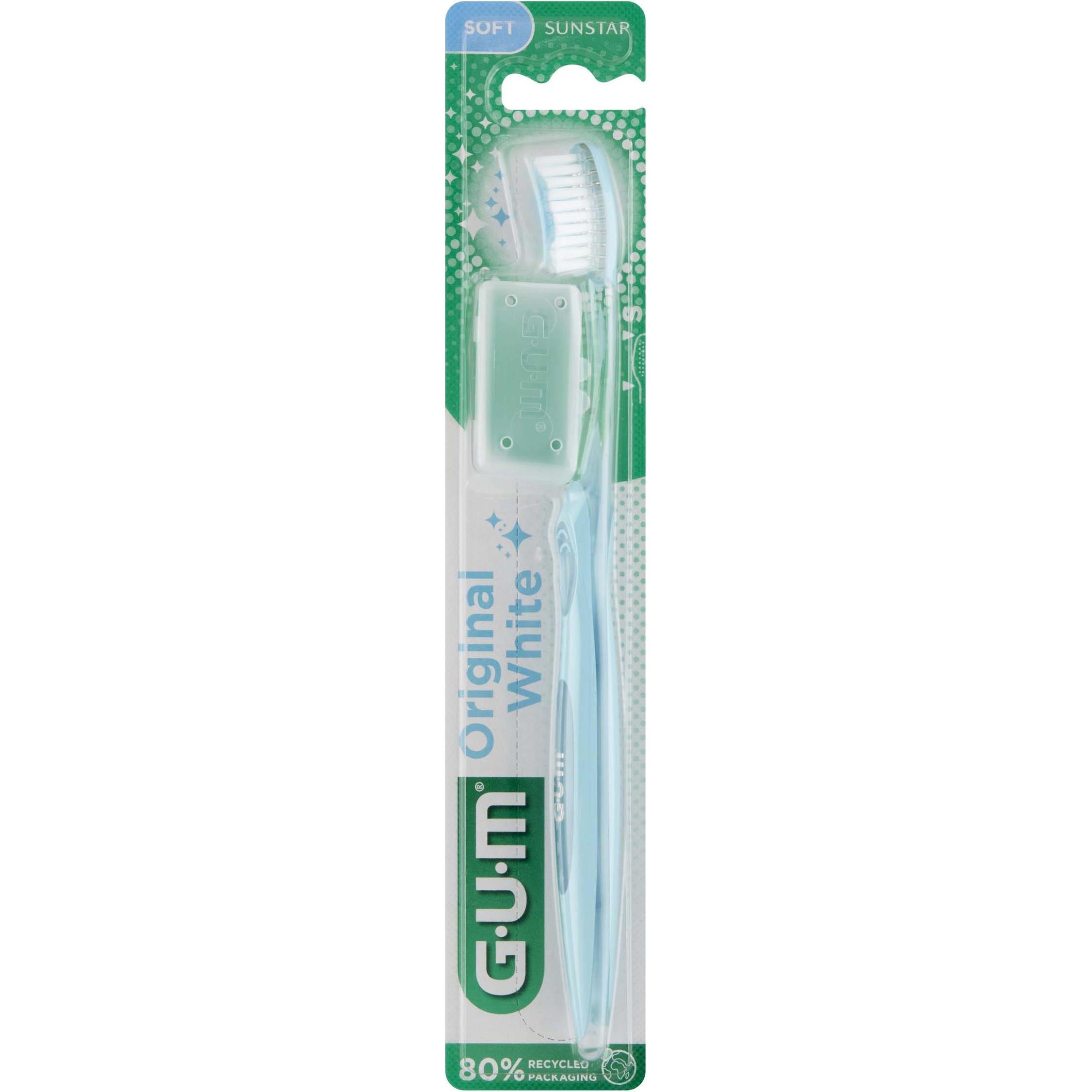 GUM, Handzahnbürste, SUNSTAR Original White Zahnbürste compact soft (Weich, 1 x)