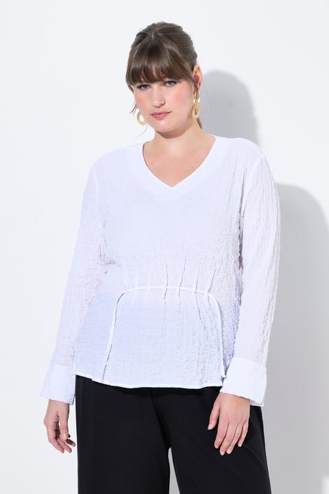 Produktbild Ulla Popken Tunika-Bluse, Raffung, V-Ausschnitt, Langarm (50, 52)