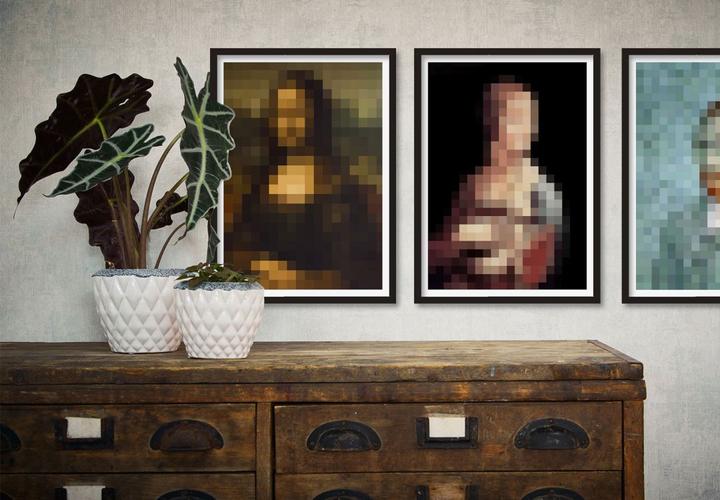 Produktbild Trenddeko Pixelart - da Vinci - Die Dame mit dem Hermelin (100 x 120 cm)