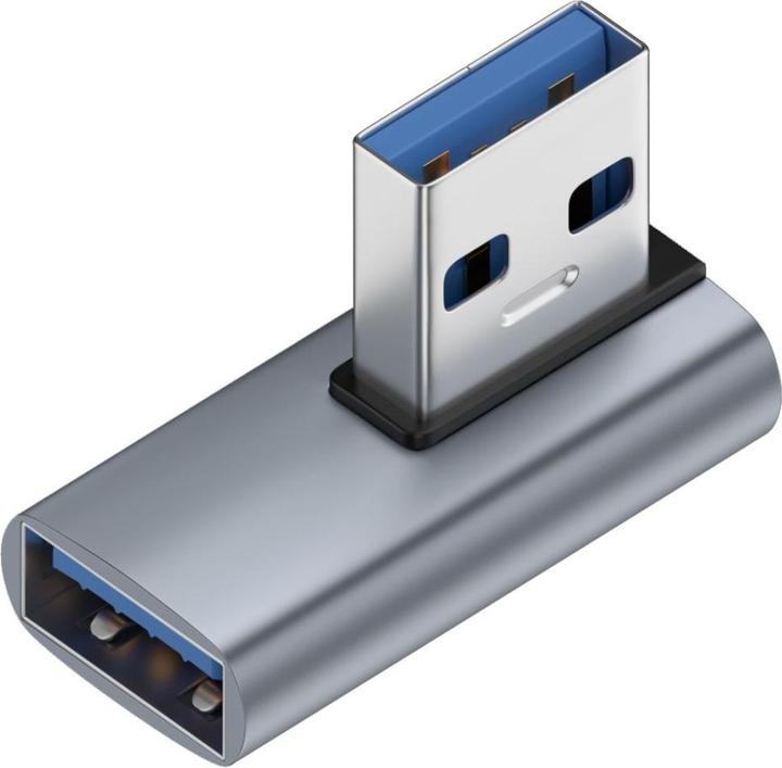 Produktbild PowerGuard USB-A zu USB-A 90 Grad Winkel links flach Adapter (male/female) (USB 3.1)