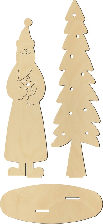 Actual product image VBS Standing figure "Father Christmas with fir tree", can be illuminated (52 x 14 cm)